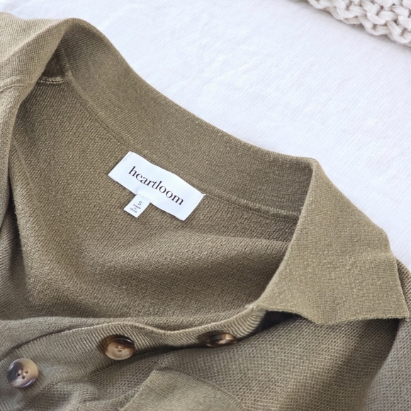 Heartloom Melina Wool Blend Midi Cardigan Dress in Olive, Size Small - Picture 8 of 10